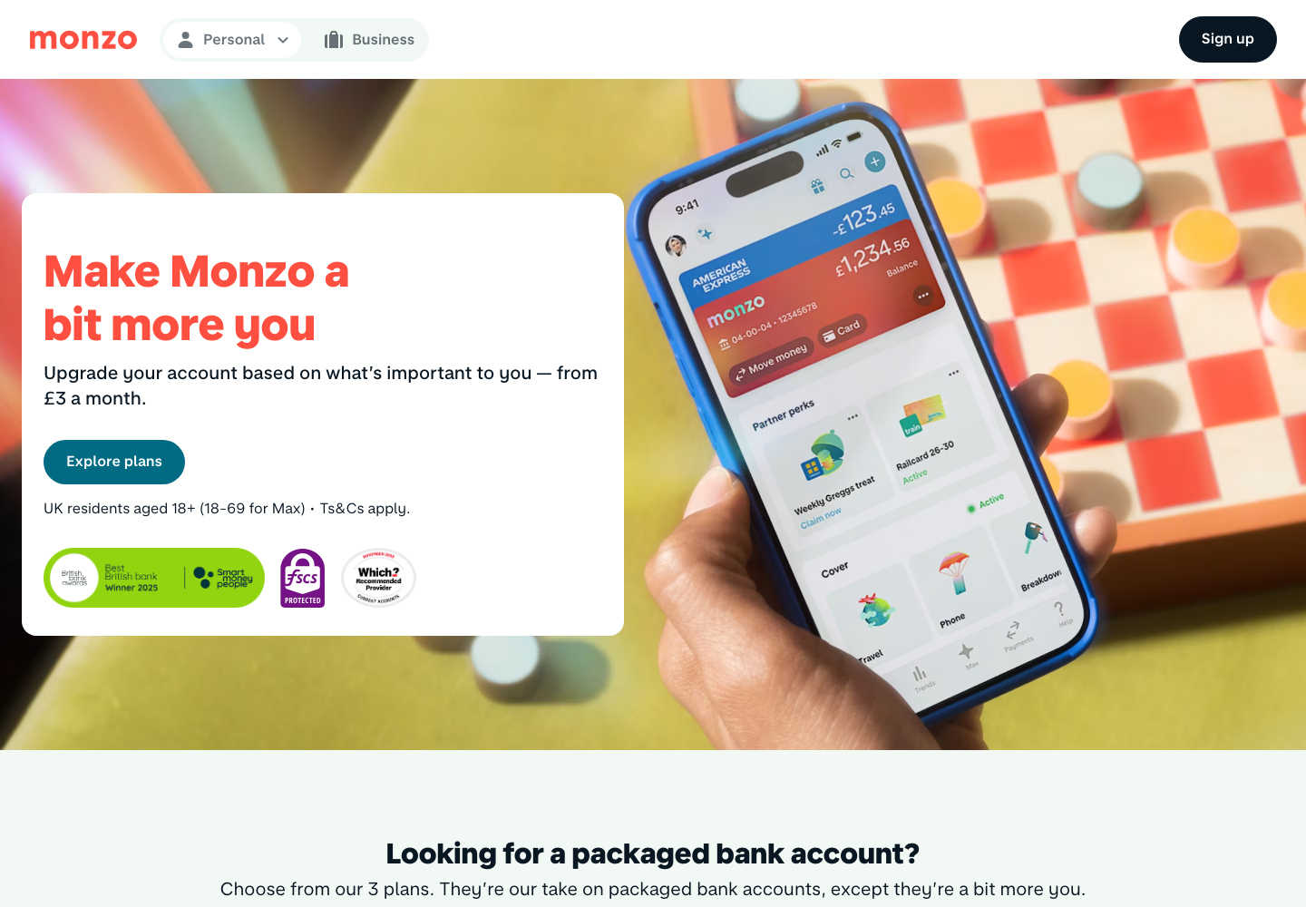 Monzo官网实际页面：plans